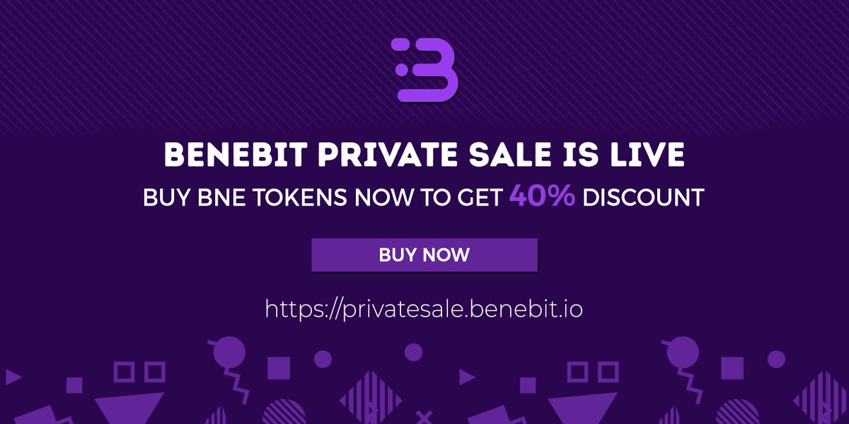 - Benebit Private Sale is live at privatesale.benebit.io. Buy BNE tokens now to get 40% bonus.