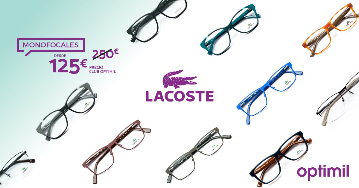 Optimil_oficial's tweet photo. Solo en Optimil, consigue tus monofocales de Lacoste desde 125 euros. Acércate a tu centro Optimil más cercano y descúbrelo. https://t.co/m4LqJZOxRo