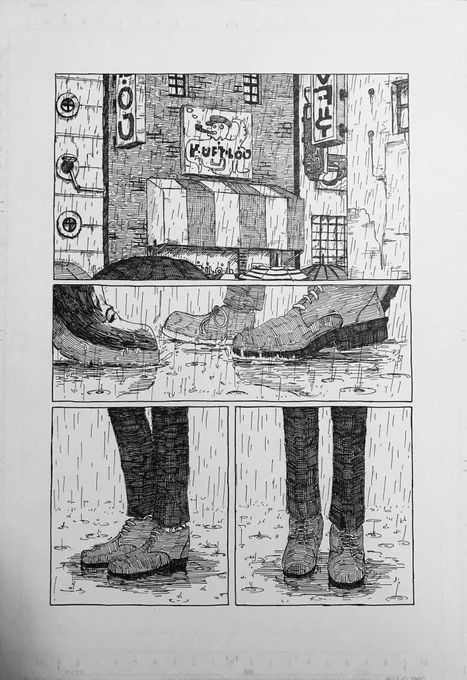 課題で作ってたセリフなし漫画。一応完成はさせる 