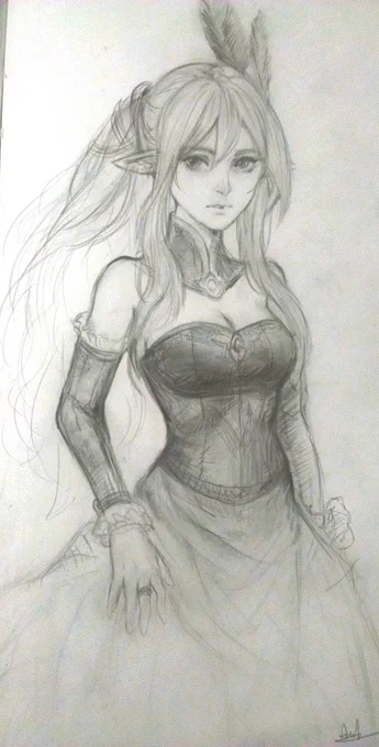ファイアーエムブレム : チキ(大人) 
Fire Emblem : Adult Tiki

Traditional sketch, its nice to lay off digital and draw in my old sketchbook. So I drew Tiki! 