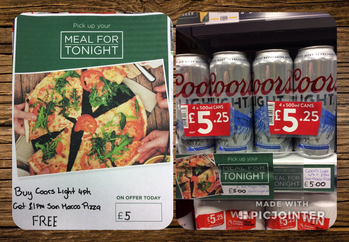 PowerforceMC30's tweet photo. Go Local Swanwick DE55 1AB have a FANTASTIC offer! Buy Coors Light 4pk and get a San Marco Pizza FREE for only £5. WoW. #mealfortonight @PowerforceMCNSM @PowerforceMCFM2 @uppymistry @PowerforceMCAD @JenniHillMolson @MolsonCoors https://t.co/FPUc86d7zc