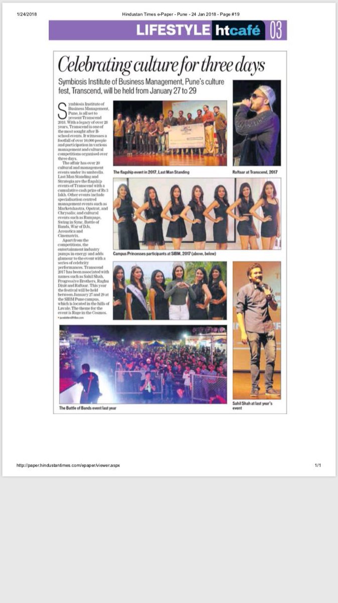 Transcend_SIBM's tweet photo. Also find us featured in the Hindustan Times, today. Grab your copy of the HT Cafe now!

#Transcend2018 #RageInTheCosmos https://t.co/DWqgPcU9i6