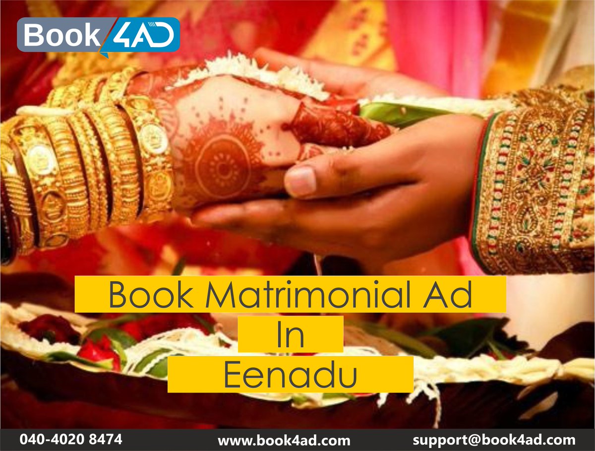 book4ad's tweet photo. Book Matrimonial Ad In Eenadu ..#Book4Ad
 #EenaduNewspaper #MatrimonialAds #BookNewspaperAdsOnline
 https://t.co/AoH9OBYKI0
@timesofindia @IndianExpress @IndiaToday @the_hindu https://t.co/8hdUuHVVzf
