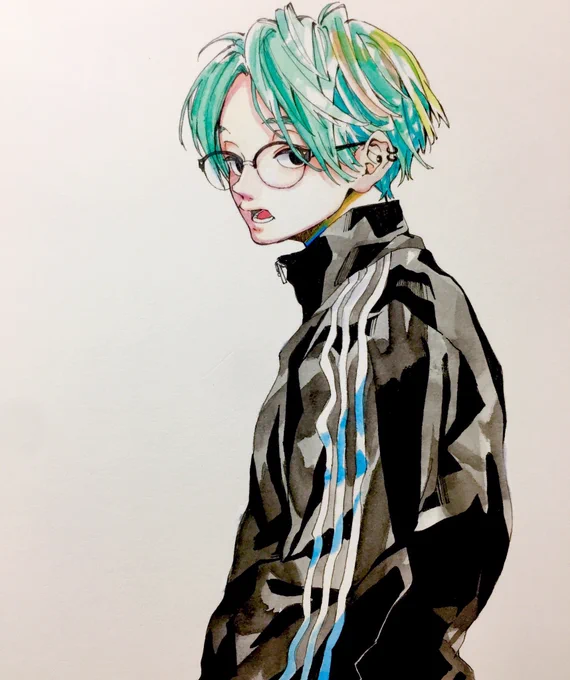 青緑ヘア 