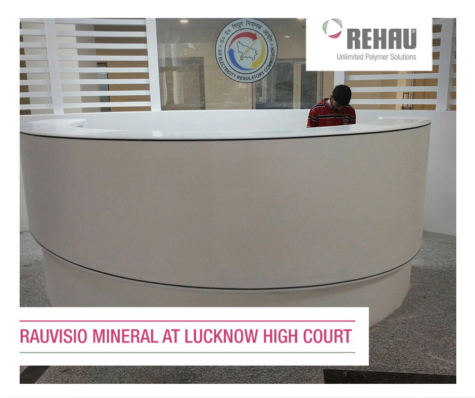 REHAUINDIA's tweet photo. Carrying forward the tradition of royalty and finesse, RAUVISIO Mineral Solid Surface adds a sophisticated touch to the interiors of High Court in Lucknow -‘City of Nawabs’
#RAUVISIOmineral #solidsurfacematerial #Lucknowhighcourt #advancedlivingsolutions https://t.co/63kkZdxBXY