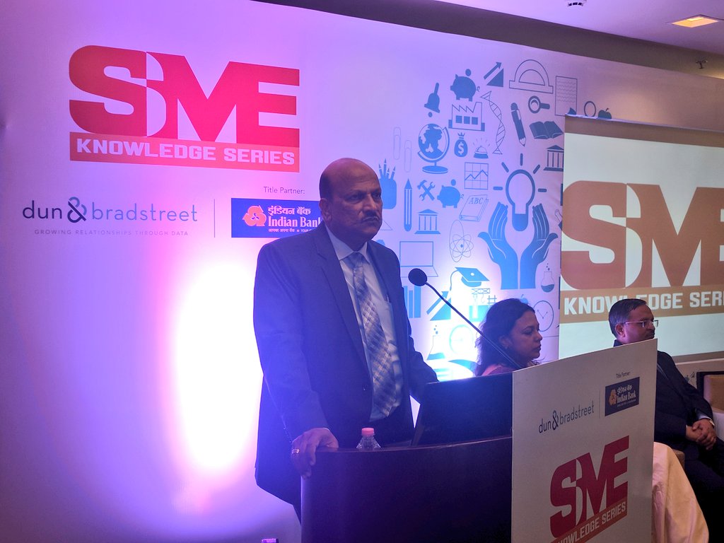 nehalkhosla's tweet photo. Mr.Kishor Kharat, MD & CEO, Indian bank, addressing the forum at @DNB_India #SMEKnowledgeSeries 2018 at Surat with @kpkharat @MyIndianBank @preetamisra https://t.co/eYsbQno2w5