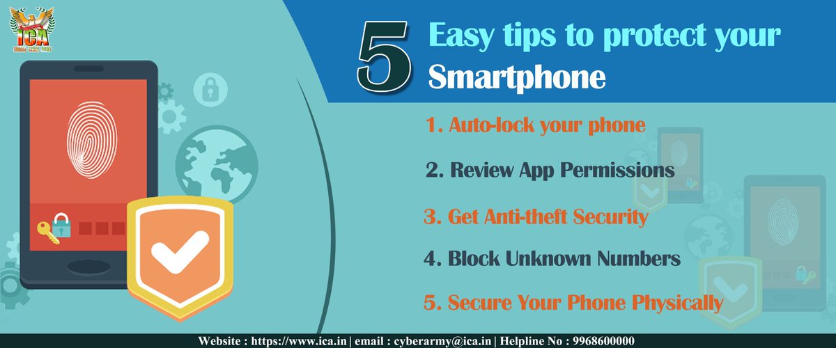 icapariwar's tweet photo. While using smartphone be caution and remember these things.Stay away from cyber creeps and keep safe from them.
Have a #safeMorning #India
And for any assistance Indian Cyber Army is here. Keep in touch with us. website:https://t.co/bL5CxJsBNR |
Helpline: 99 686 00000 https://t.co/tsf3uUn8Qn