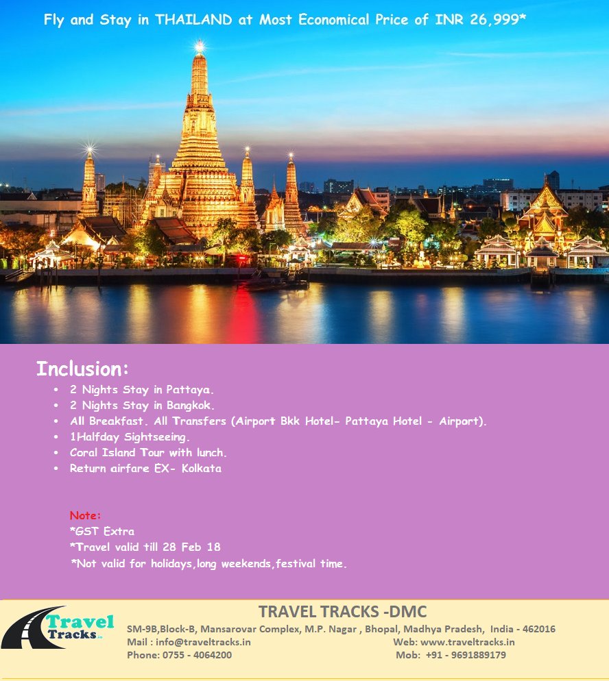 dmcofmp's tweet photo. Thailand | Pattaya | Bangkok| Best Deal @ INR 26,999 https://t.co/gK7Jjpm1qJ