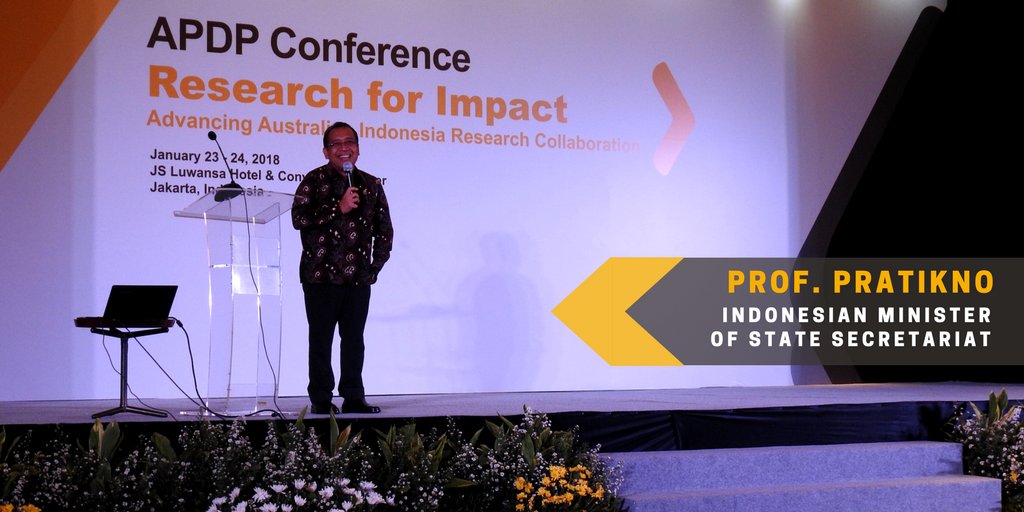APDPConference's tweet photo. Indonesian Minister of State Secretariat - Professor Pratikno presenting the keynote speech at the #APDPConference yesterday.
#researchforimpact #conference #keynotespeaker #OzAlum https://t.co/8ESASBLF9G