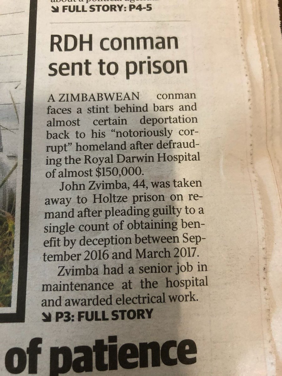 BrezhMalaba's tweet photo. This Australian newspaper says Zimbabwe is a "notoriously corrupt" country. Ouch! https://t.co/M0w5CCEM5Z