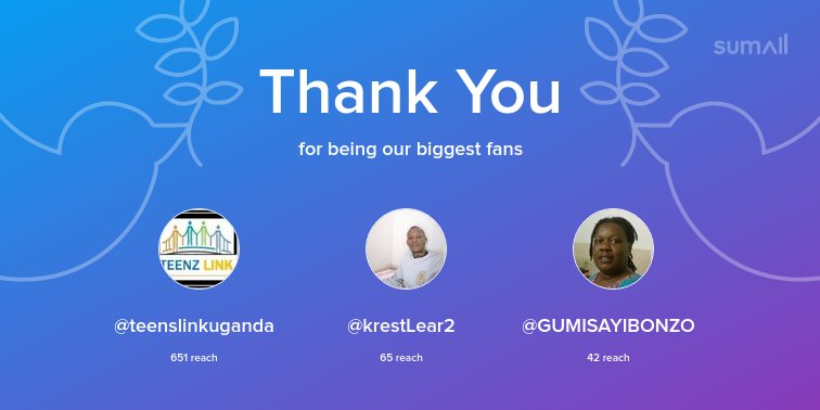 AMSHeRorg's tweet photo. Our biggest fans this week: @teenslinkuganda, @krestLear2, @GUMISAYIBONZO. Thank you! via https://t.co/XfhtgtbdiP https://t.co/xjt9GOrdqf