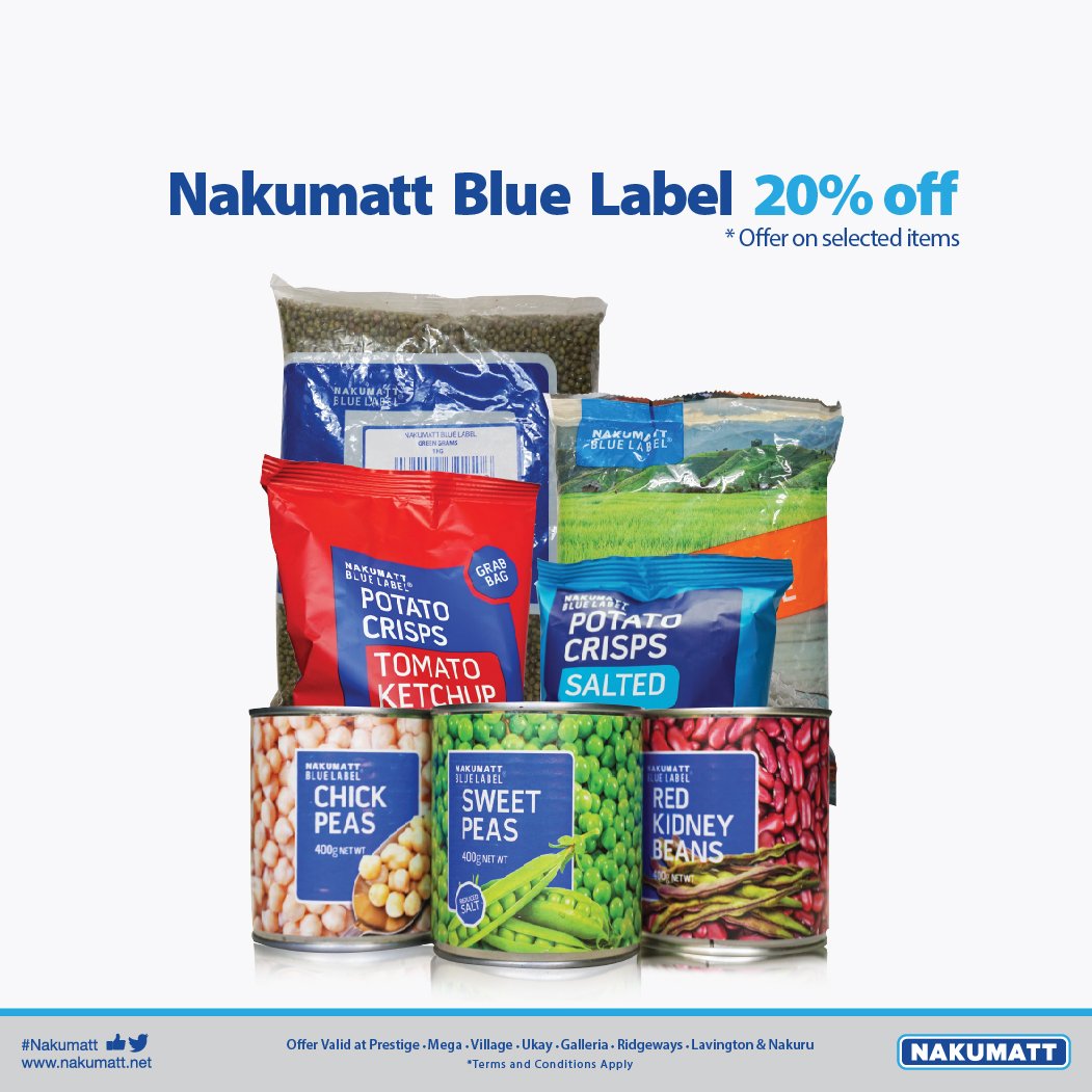 Nakumatt's tweet image. Did someone say 'discounts'? Saving comes in many ways but none is easier than shopping for #NakumattBlueLabel. #Savesavesave #stepbystep