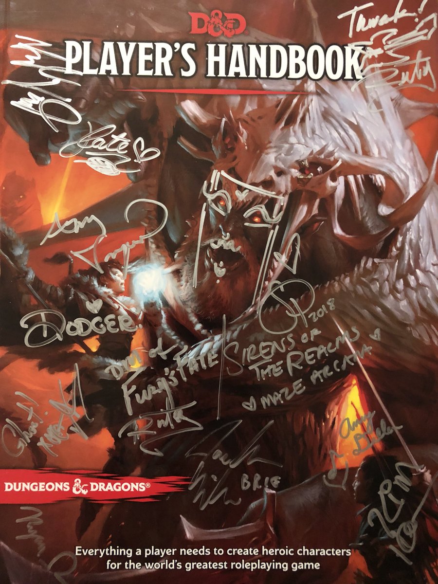 MazeArcana's tweet photo. Ohai @Wizards_DnD, didnโt see you and your fancy PHB. Anyone like to win it during the #FurysFate #Season #Finale
WEDNESDAY
6pm
https://t.co/g641pHFjyU
Signed by @RutyWootโs cast & @satinephoenixโs #SirensoftheRealms
#dnd #dungeonsanddragons #WotCPartner @MazeArcana https://t.co/3ifsN8VMyE