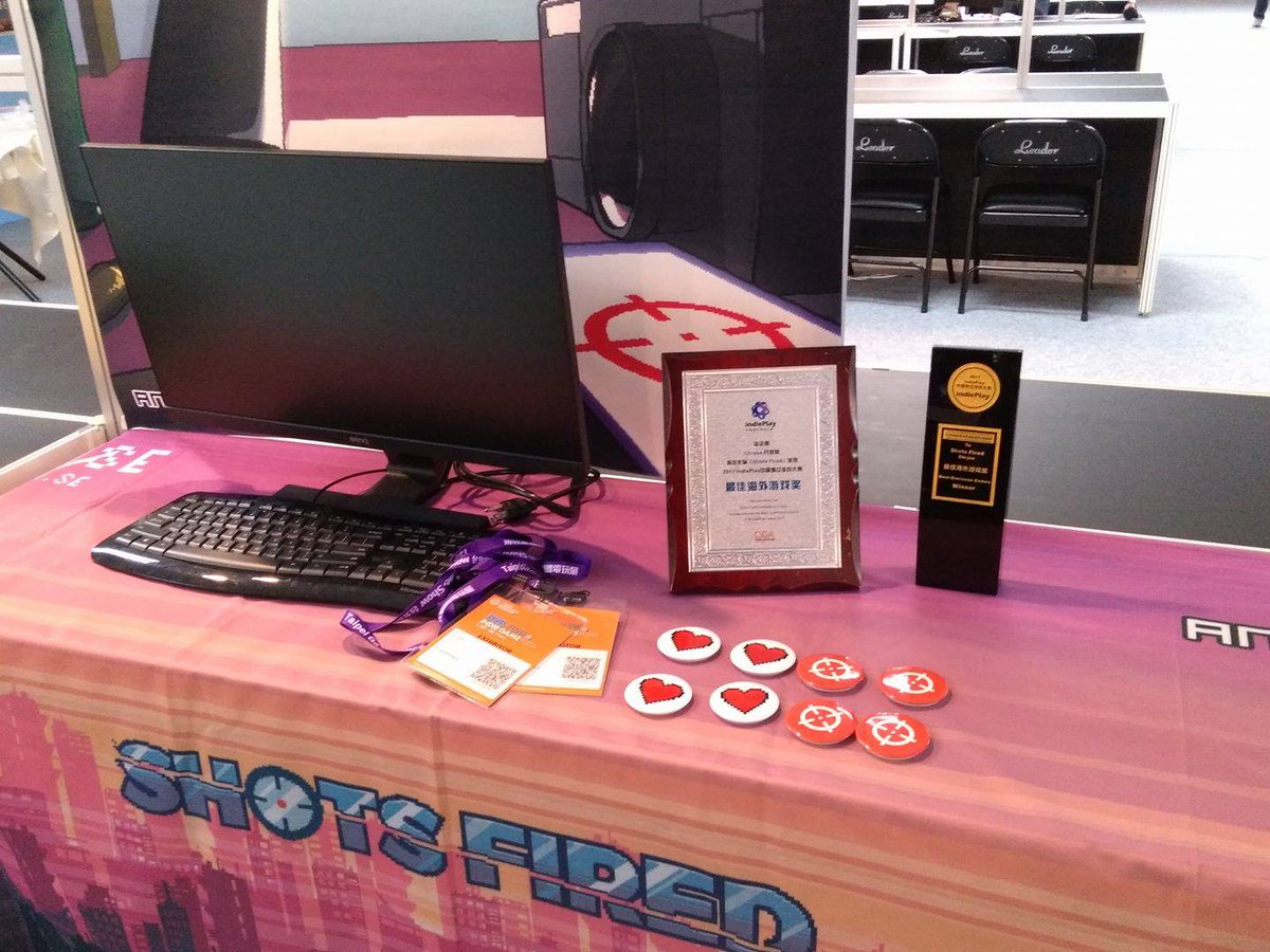 chrysedev's tweet photo. Our @ShotsFiredGame booth for @TaipeiGameShow is ready! Catch @siduslevis tomorrow at Q13 B2B zone. #indiedev #TaipeiGameShow2018 https://t.co/VT33UUfDXj