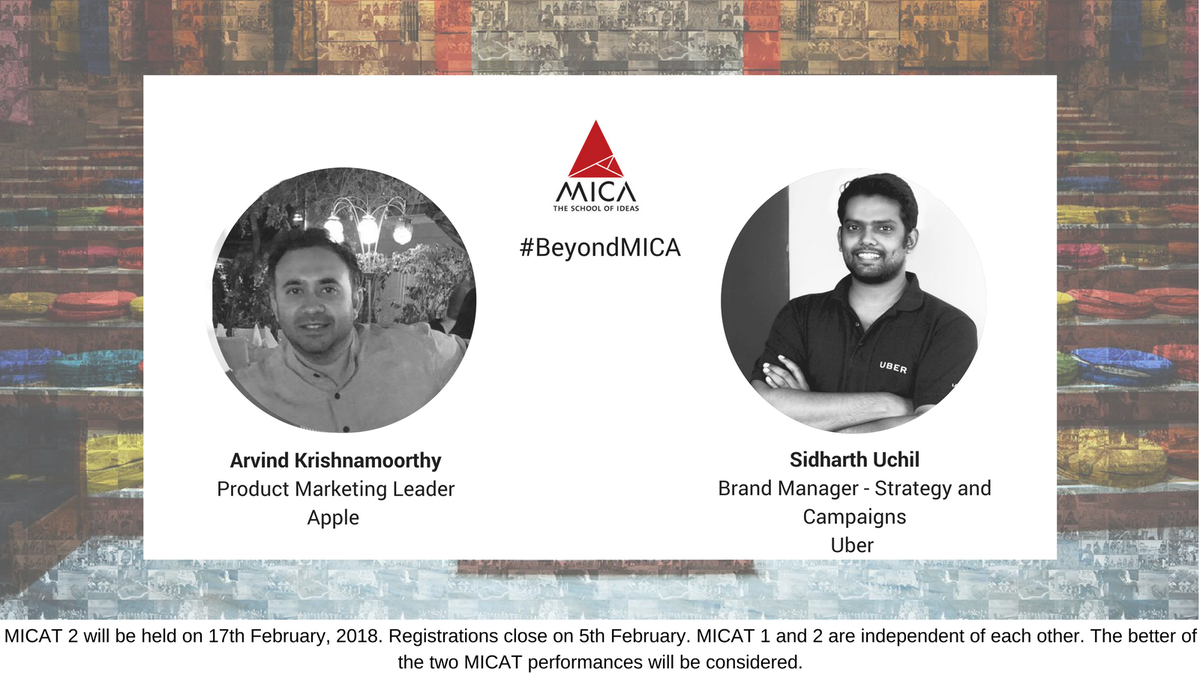 MICA_Ahmedabad's tweet photo. If it's a great marketer, it has to be a MICAn. MICA Alumni
Arvind Krishnamoorthy, Batch of 2000 is the Product Marketing Leader at @Apple and Sidharth Uchil, Batch of 2014 manages strategy and campaigns at @Uber_India #BeyondMICA https://t.co/WGhA4mYR3C