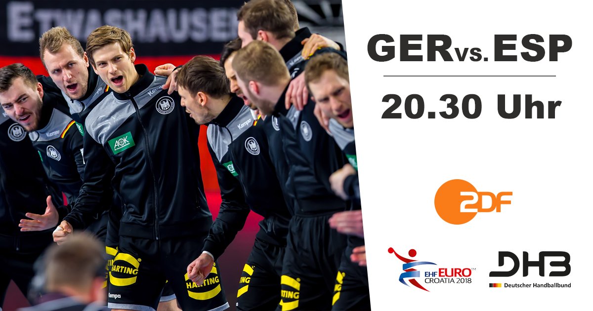 #SPIELTAG - es geht ums Halbfinale
🏆 <a href="/EHFEURO/">EHF EURO</a>-Hauptrunde
🆚 Spanien 🇪🇦 
📍 Arena Varazdin 
⏰ 20.30 Uhr
📺 Free-TV <a href="/ZDF/">ZDF</a>/<a href="/ZDFsport/">Inaktiver Account</a> 
📲 #GERESP
#aufgehtsDHB #BadBoys #wirfuerD #ehfeuro2018 <a href="/TeamD/">Team Deutschland</a>