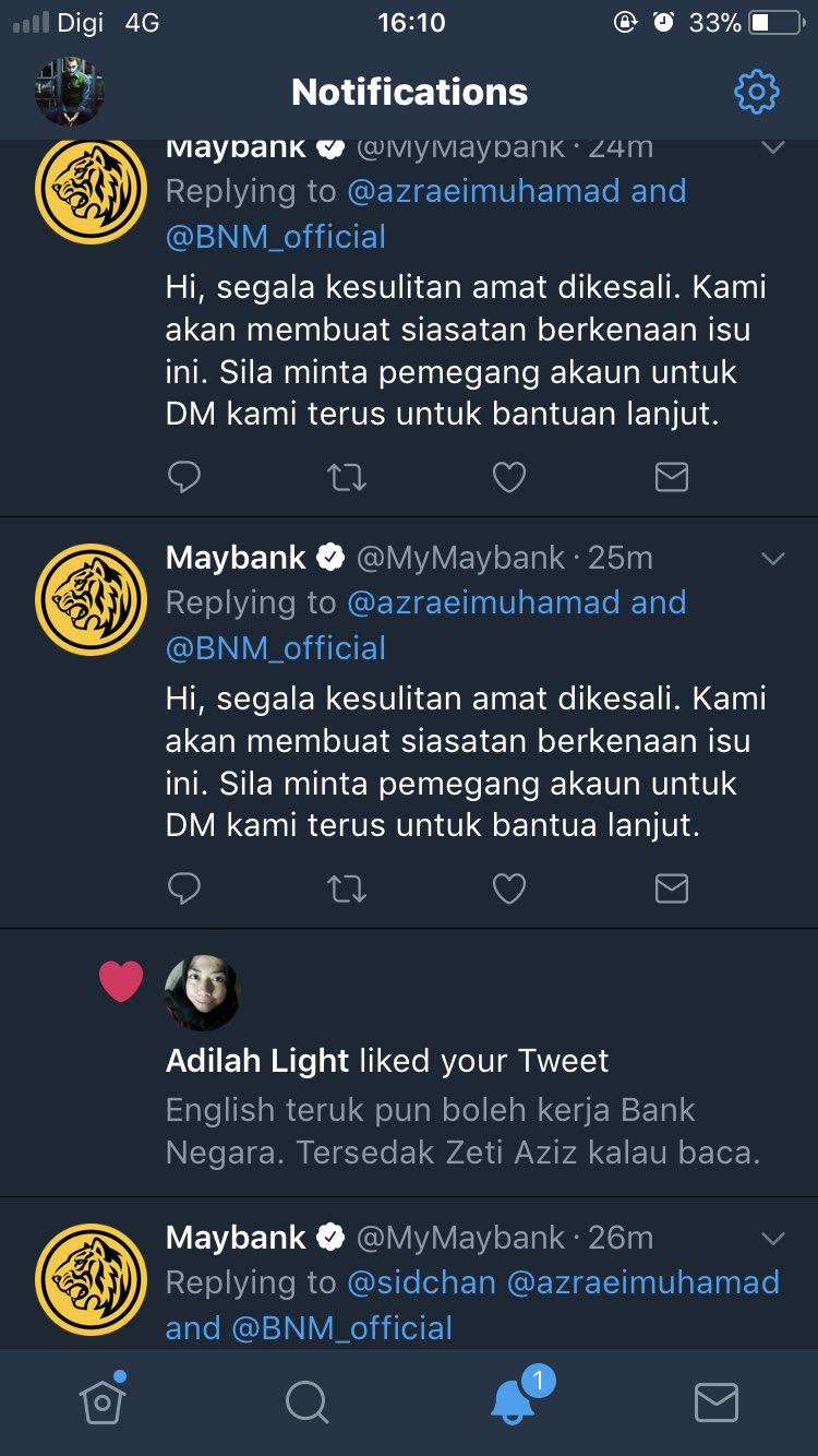 Maybank On Twitter Haziraharafi Hi Sgl Kesulitan Amat Dikesali Sila Dm Direct Message Nama Penuh Https T Co Vpvpmrd3h9 Utk Bantuan Selanjutnya Berkaitan Perkara Ini Twitter