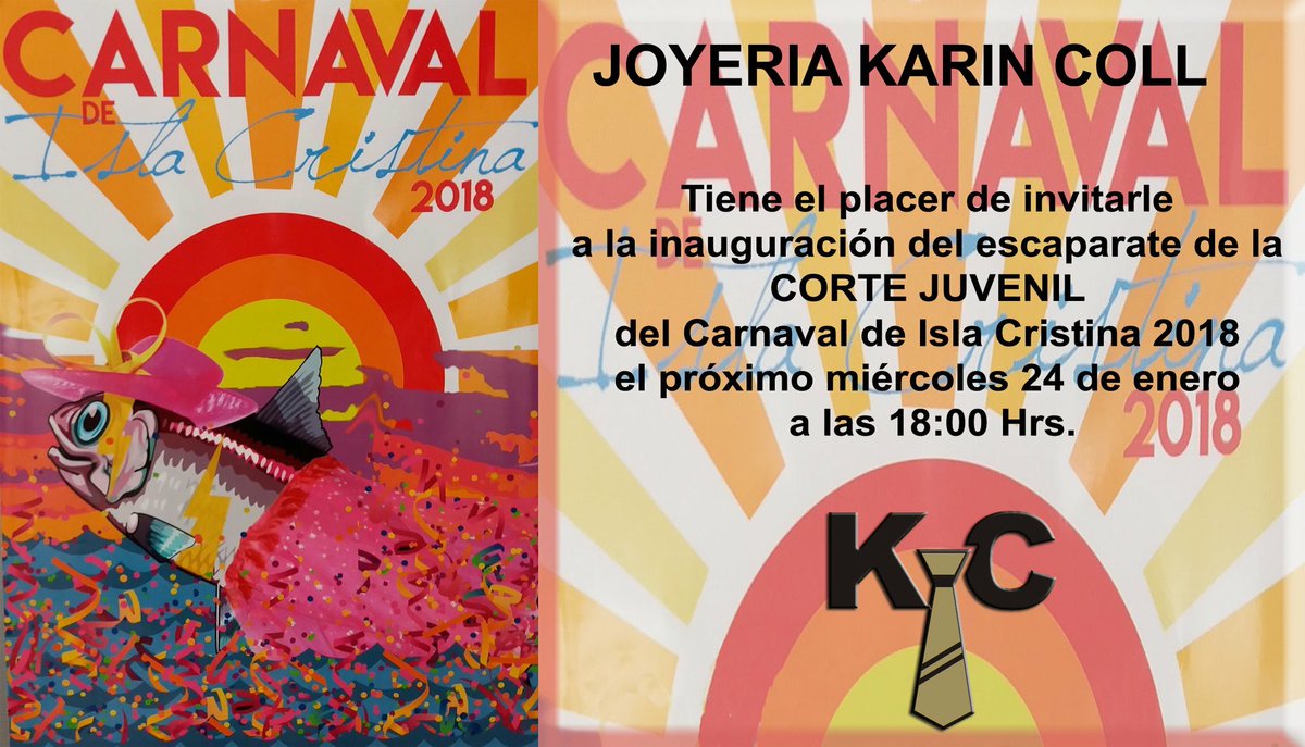 CarnavalDeIsla's tweet photo. Hoy a las 18:00h; Inauguración del Escaparate de la Corte Juvenil del Carnaval de Isla Cristina 2018 - CarnavalDeIsla https://t.co/cISzeXIy3q