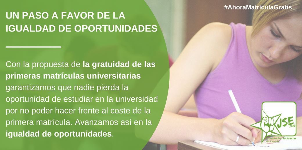 jsibalears's tweet image. 👏👏 El @psoe proposa que les primeres matrícules universitàries siguin gratuïtes garantint així la igualtat d'oportunitats d'accedir als estudis universitaris 

#AhoraMatrículaGratis #JSIB