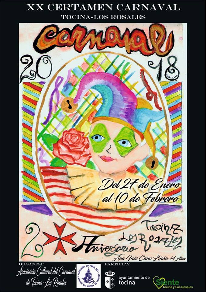 Este sábado día 27 de Enero X pregón 🎤 de #CARNAVAL a cargo de Celestina Pérez a las 21:00h.🕘 en el Auditorio Jesús de la Rosa 🌹 de #Tocina. #TDSactualidad #TDSagenda