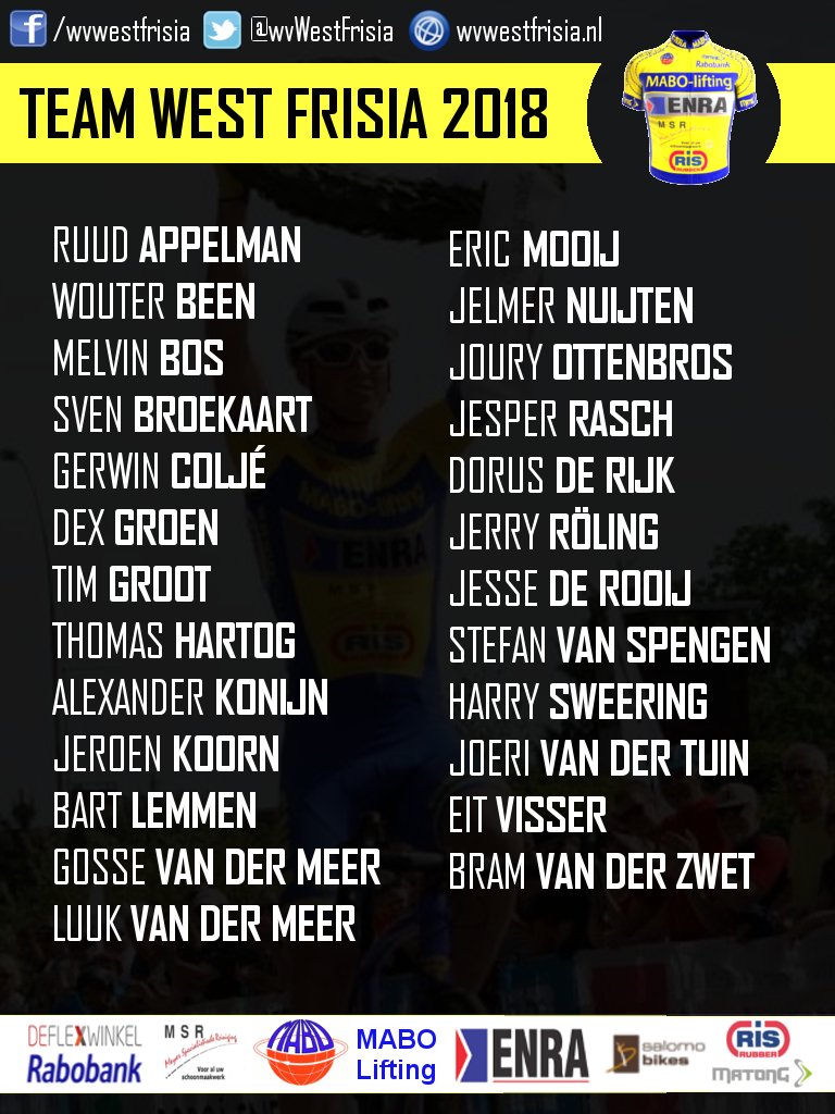 Deze mannen zullen dit jaar de elite ploeg vormen! #rideinyellow
wvwestfrisia.nl/nieuws/elite-p…