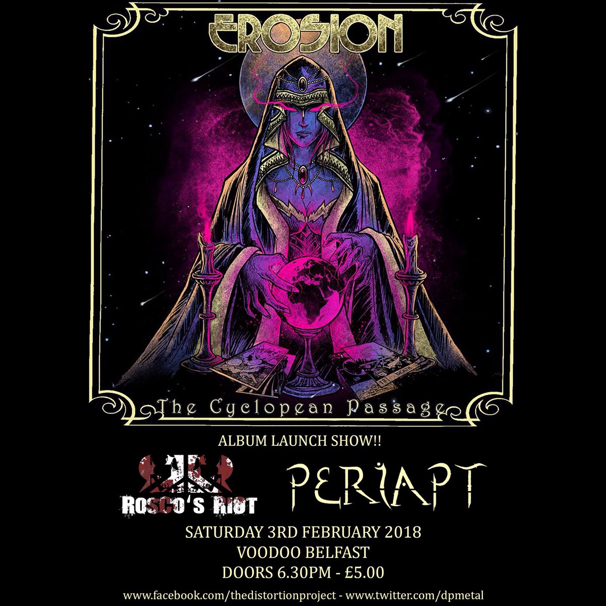 dpmetal's tweet photo. .@erosion_band “album launch show - Sat 3rd Feb -  @Voodoo_Belfast . Doors 6.30, £5.00. Support from @Roscos_Riot &amp; @PeriaptOfficial . 

#heavymetal #heavyrock #groovemetal #riffs #classicrock #hardrock #voodoobelfast #thedistortionproject #belfast #livemusic #gigs https://t.co/U3vGlwKu2e