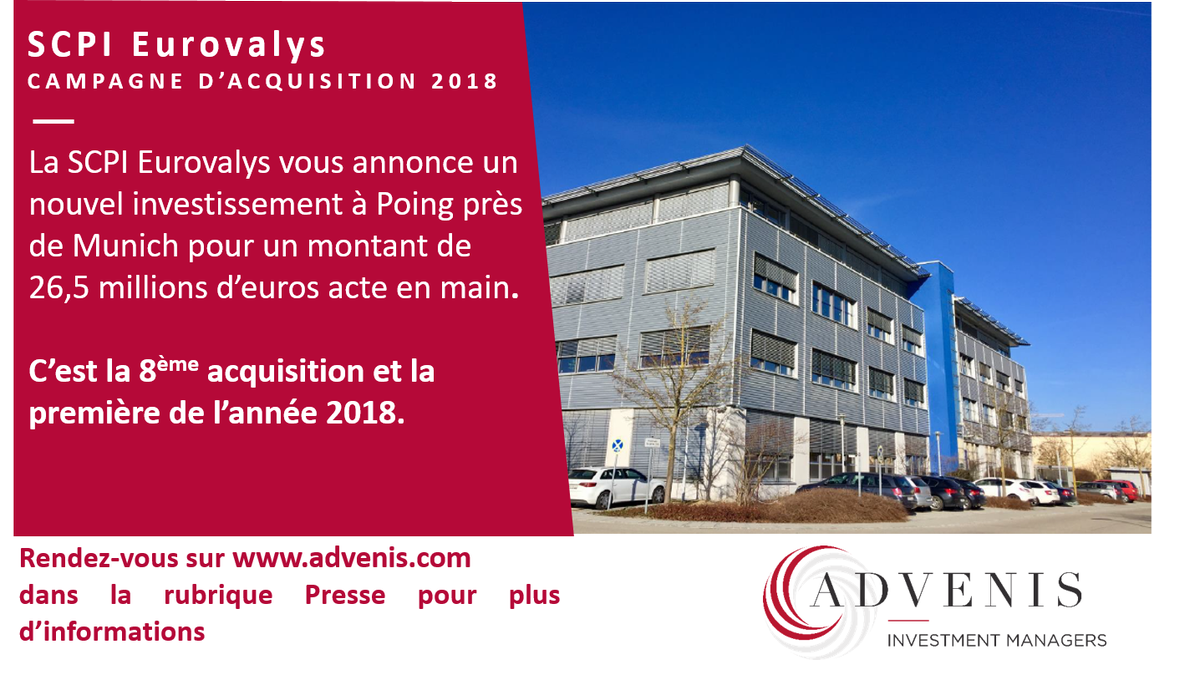 Advenis_IM's tweet photo. La SCPI Eurovalys réalise une 8ème acquisition à Poing près de Munich pour un montant de 26,5 millions d’euros acte en main. En savoir plus : https://t.co/BaRPd7FQBY https://t.co/qyBNJlX6UA