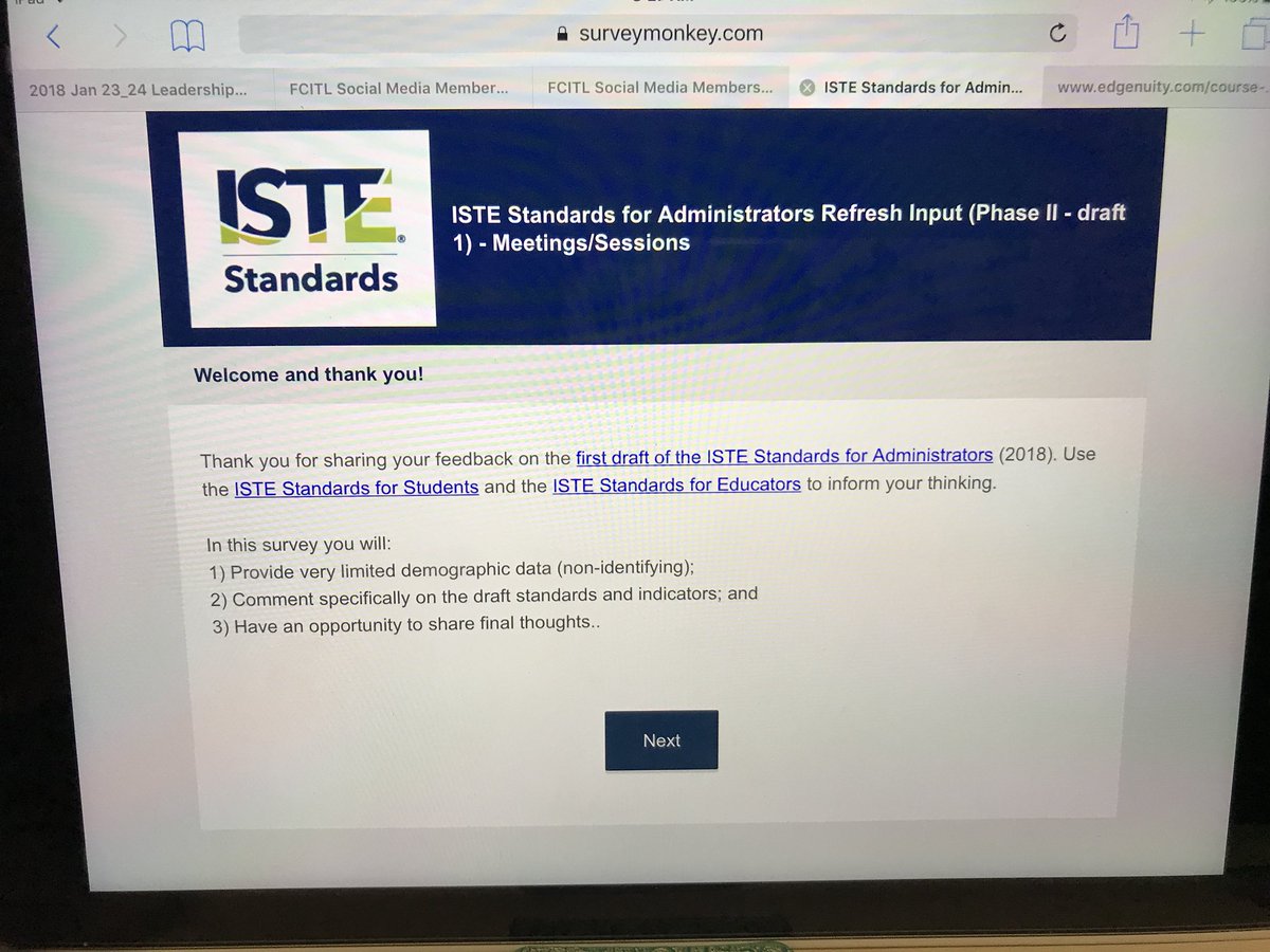 CaitlynDistler's tweet photo. Day 2: Reviewing & Providing Feedback for the @iste Administrator Standards @FCITL #FCITL2018 #FETC2018 Thanks @KristinCHarr for facilitating our discussion! @MKestoryVCS @ValYisrael @VCSLearn2Tech @noelnehrigVCS https://t.co/Ze5wbH1FUo