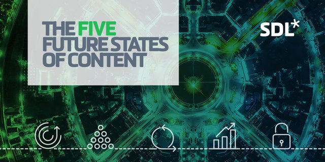 philipdelaney's tweet photo. Want to learn more about SDL's Five Future States of Content? Check out our new eBook. Available now https://t.co/oOufJypsgC via @SDL https://t.co/AFMigJ76Mi