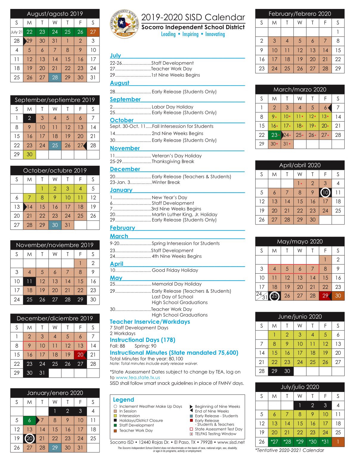 Socorro Isd School Calendar. 