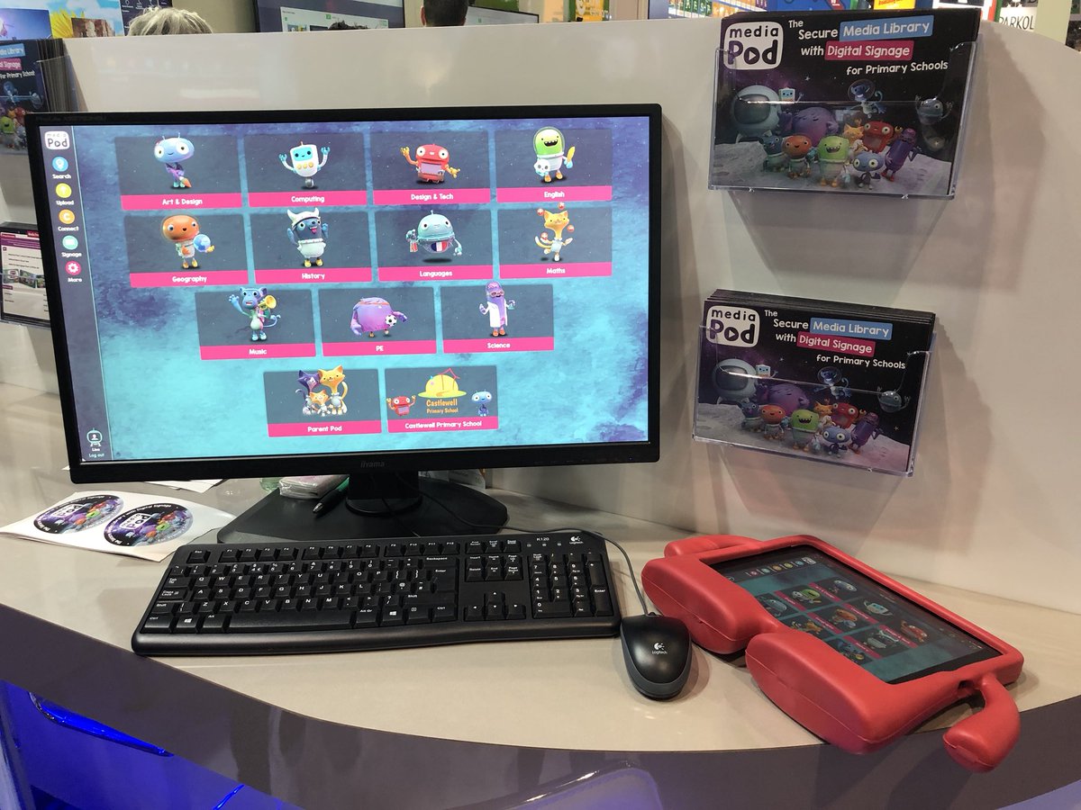 MediaPodUK's tweet photo. Make sure you visit Media Pod on stand D110 during your visit to @Bett_show for your demonstration of the Secure Video Library with Digital Signage specifically for Primary Schools! #mediapod #bett2018 https://t.co/iIt99dctBz