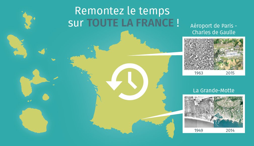 IGNFrance's tweet photo. Toute la France est désormais disponible sur #RemonterLeTemps, le service en ligne qui permet de comparer #cartes et photographies aériennes anciennes et actuelles ! Des trésors à découvrir sur https://t.co/SjTNEd6Eq9 https://t.co/jZRWU7gyRy