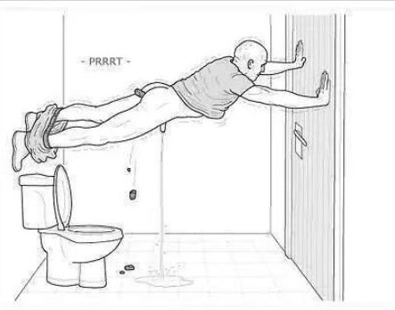 Toilettentür bei der Arbeit ist kaputt. Es bleiben nur zwei Möglichkeiten…
1. andere Toilette nehmen 
2. oder…
#work #toilet #moinmoin #rbtv