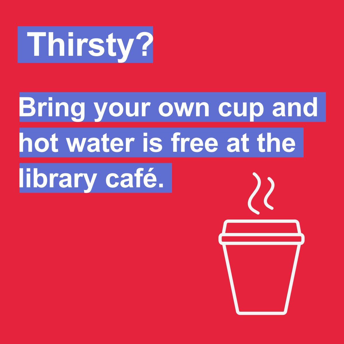 UniSotonLibrary's tweet photo. Your feedback at the Oct17 Student Forum now means that there is free hot water at the library café (if you bring your own cup). #ExamZen2018 https://t.co/BDyFNzkPZz