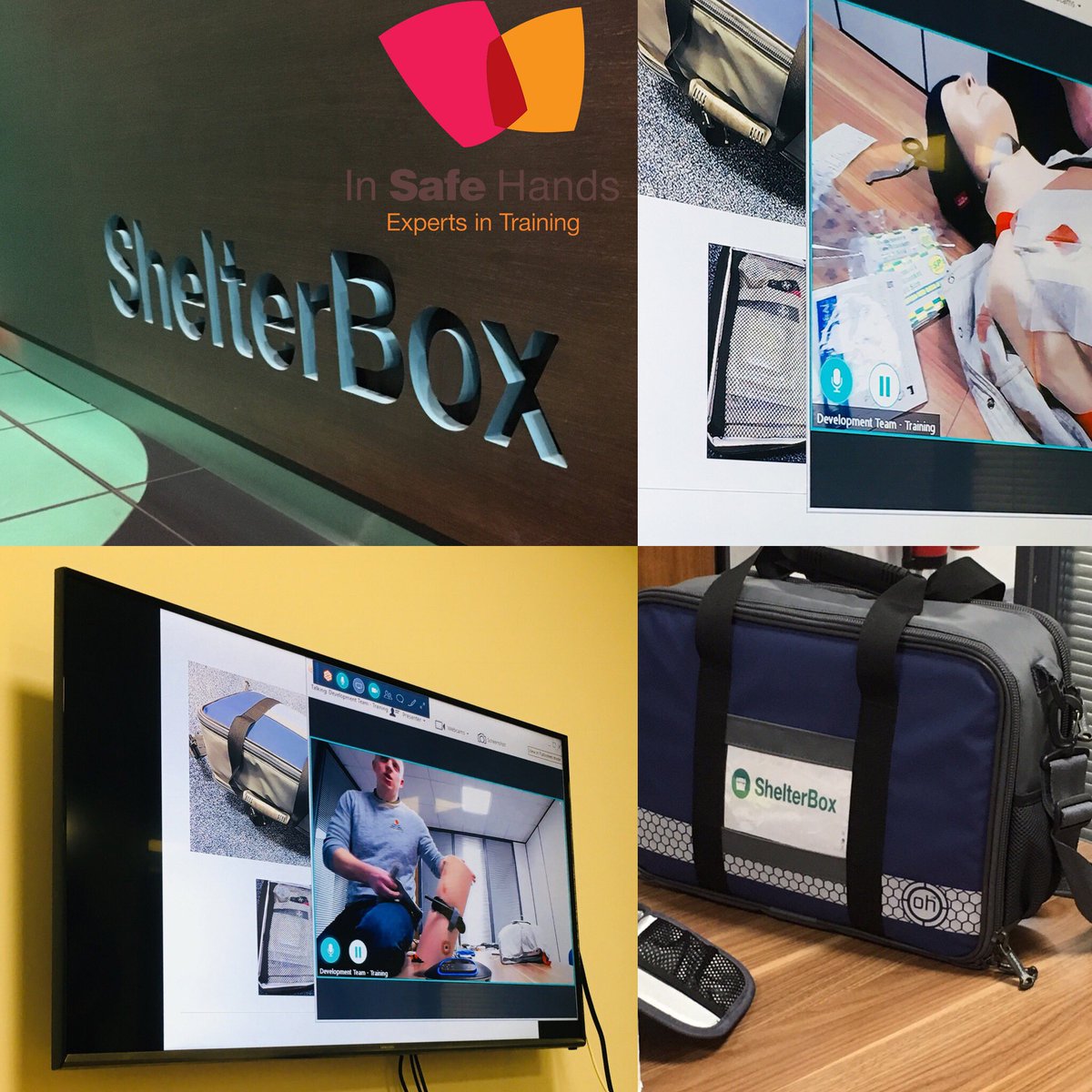 ISHTRAINING's tweet photo. We had the pleasure of working with @ShelterBox on their Team #Emergency Kits. We met #SRT ‘s from 34 countries through a live feed and covered topics on #catostrophic bleeds, #brokenbones , #firstaid & #sharps . #DisasterRelief #lovewhattheydo #insafehands #Training https://t.co/qnJRZaCnsF