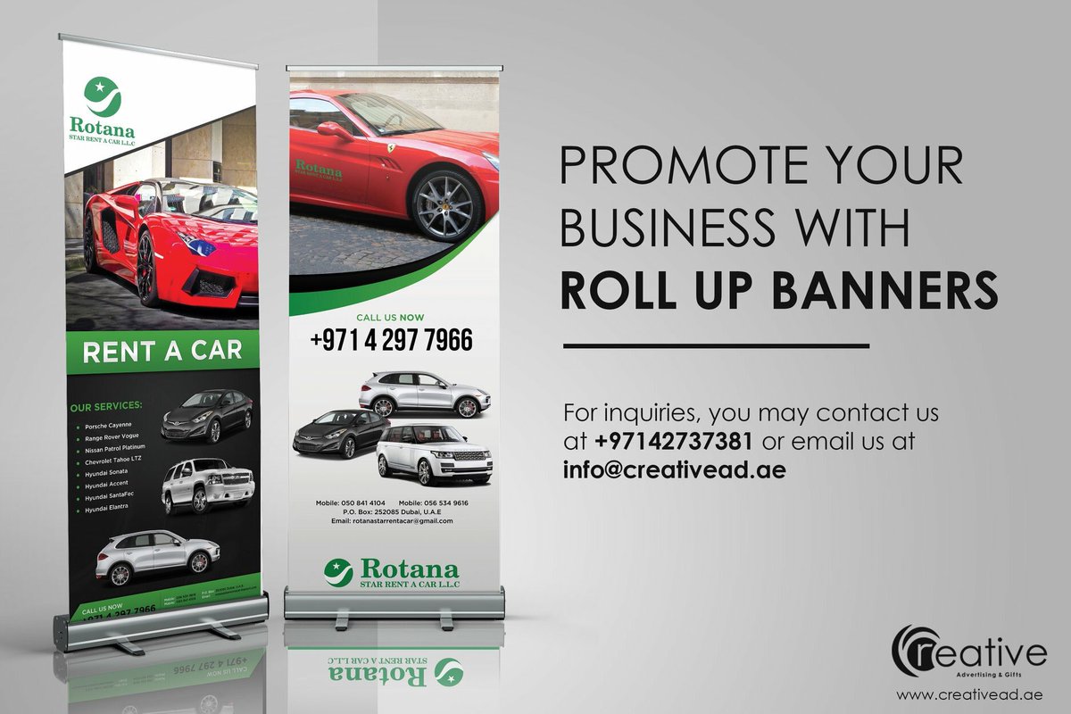 creativeadgifts's tweet photo. Promote your business with Roll Up Banners.

For inquiries, you may contact us at +97142737381 or email us at info@creativead.ae
https://t.co/E6QnGRQlZe
#rollupbanners #branding #print #dubai #uae #advertising https://t.co/hsjlmMPq9T