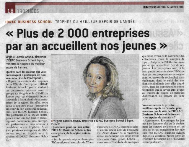 Merci <a href="/leprogreslyon/">Le Progrès Lyon</a> pour ce bel article qui met @idrac_lyon à l honneur