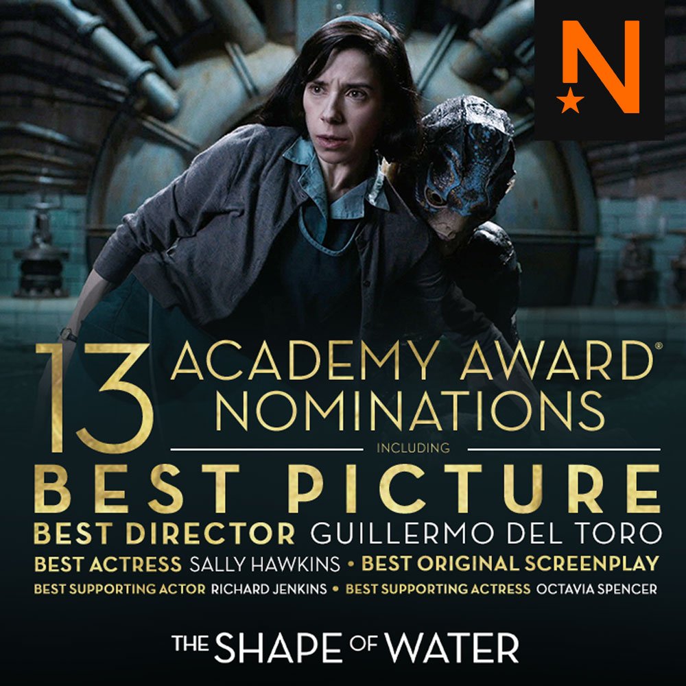 numetromenlyn's tweet photo. Congratulations to the cast and crew of '@shapeofwater'  for securing 13 Oscar nominations 🎬🎥🎉🎊👏.

See this critically acclaimed movie now showing at our cinemas.

https://t.co/BFi6NHgpya

#Oscars2018 https://t.co/Wj2YGEitD3
