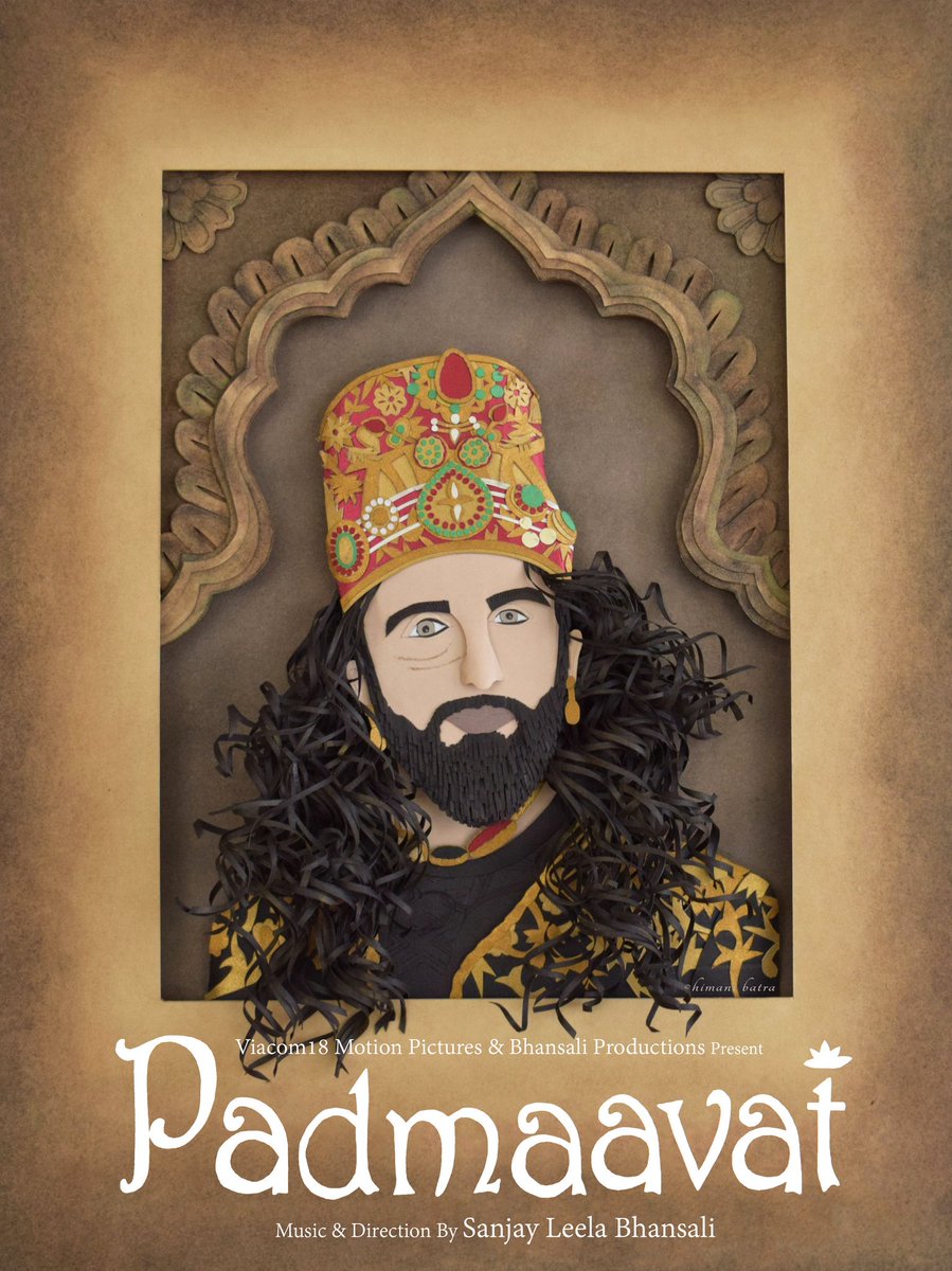 batra15himani's tweet photo. Recreation of @FilmPadmavat poster using paper #paperart
@RanveerOfficial
@SLBhansali_ @deepikapadukone @shahidkapoor 
Making of this poster on
https://t.co/5aEq80Kbua
https://t.co/WG0GNWJDQd
#Padmavati #RanveerSingh  #Padmavaat #DeepikaPadukone #SanjayLeelaBhansali #ShahidKapoor https://t.co/tMrP0lW4As