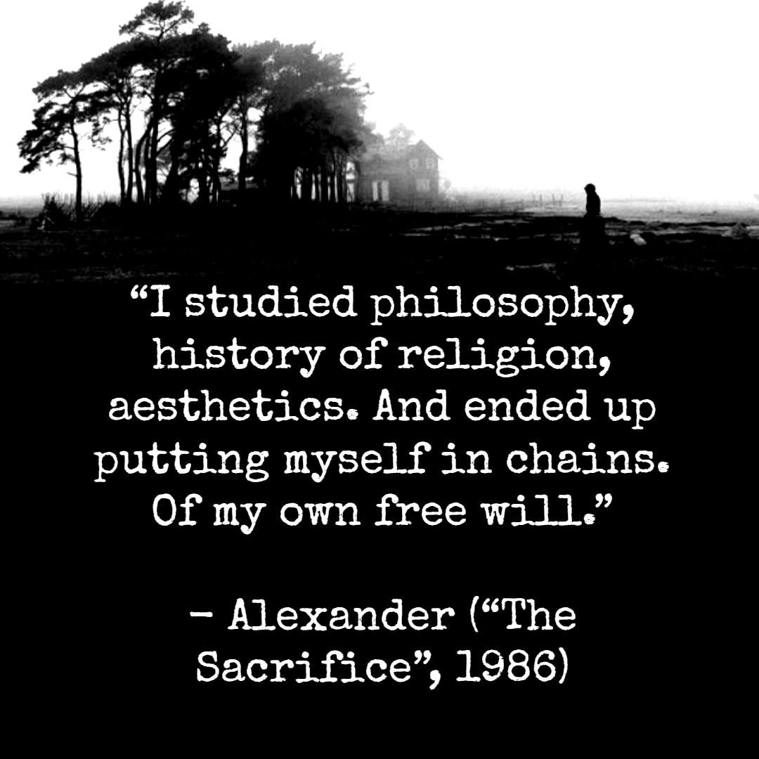 VishanthP's tweet image. From Andrei Tarkovsky's final film, Offret (1986) #Quote #Moviequote