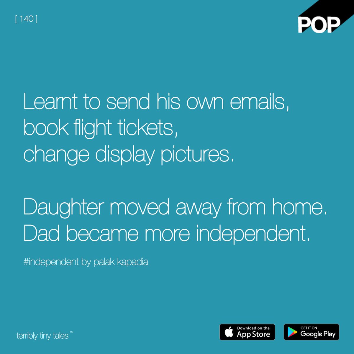 terriblytiny's tweet photo. Palak Kapadia from Nantes writes a #Pop [ 140 ] on #independent

Popular, simple, and lite. With TTT [ pop ], we're celebrating relatable stories.
Easy to read, easier to share.

#terriblytinytales #microfiction https://t.co/pIHdIybthf