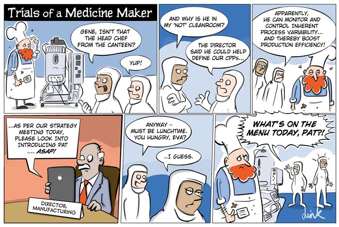 medicine_maker's tweet photo. PAT vs Pat in the cleanroom – our new cartoon with @ge_lifesciences https://t.co/v3elHIQNAQ https://t.co/Wj5qEQckp9