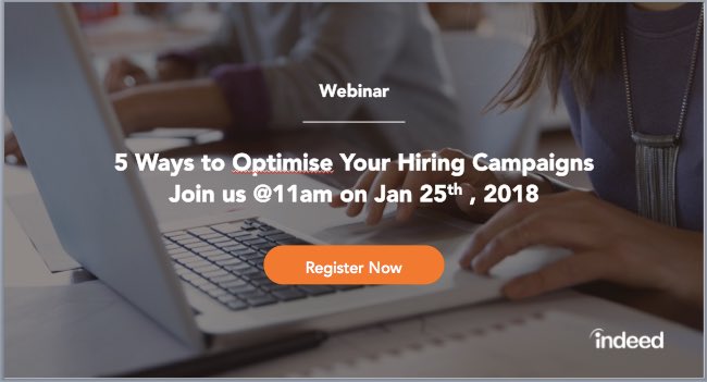 BenLeacock1's tweet photo. Discover how to make your Indeed campaigns stand out. Register for our Indeed Webinar Jan 25 @11am #IndeedInsights : https://t.co/XnxeGPwREq