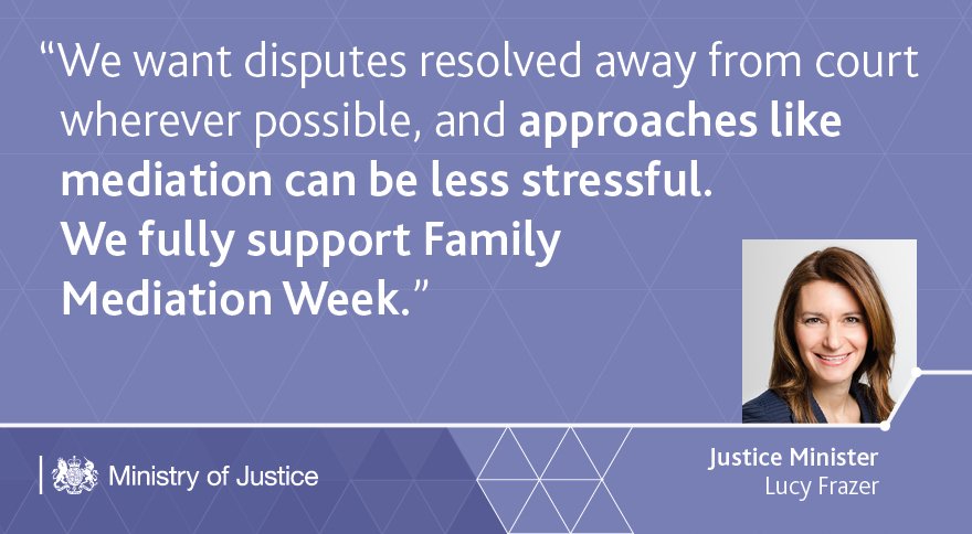 We’re supporting #FamilyMediationWeek. If you’ve decided to separate from your partner and want to make financial, childcare or other arrangements out of court consider using family mediation. Find out more: familymediationweek.org.uk