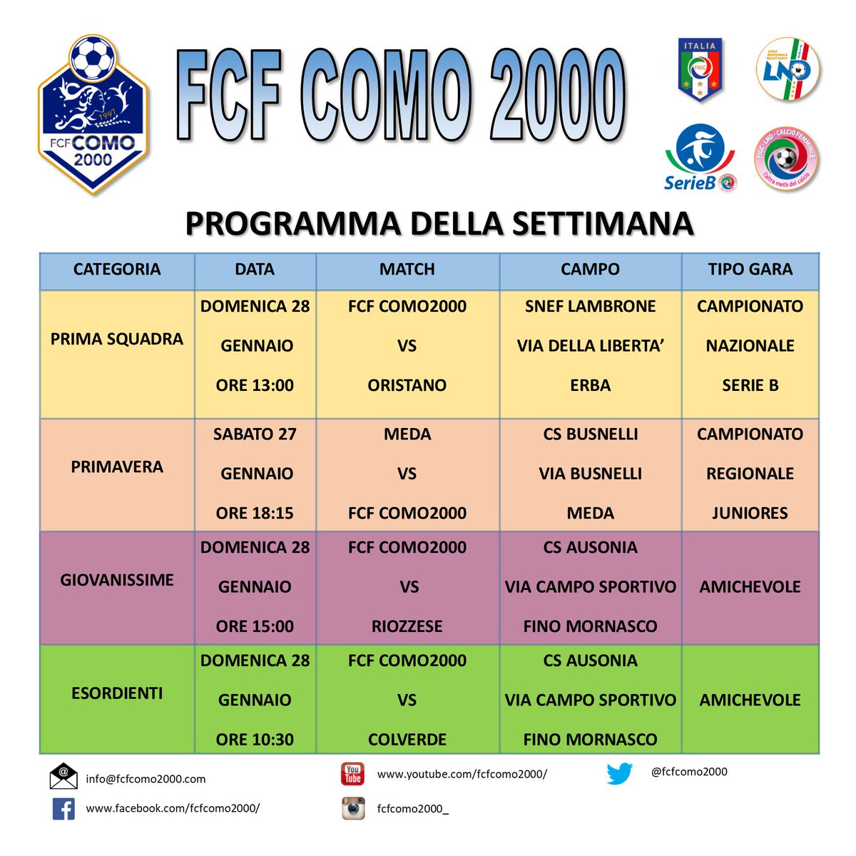 FCFCOMO2000's tweet photo. Impegni di fine settimana per la @FCFCOMO2000 https://t.co/1uLnkq6OdC
