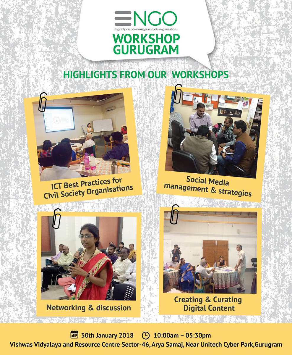 AnandICT4Dev's tweet photo. A #digital presence in a digital world! 
Participate in the upcoming #ICT #Capacitybuilding #workshop tailored to help you create a strong #digitalidentity for your #NGO.
To know more or register, visit: https://t.co/ugVkFkwEWa
#Delhi #NCR #Gurgaon @eNGONetwork @OsamaManzar https://t.co/I4xP1YxRh0