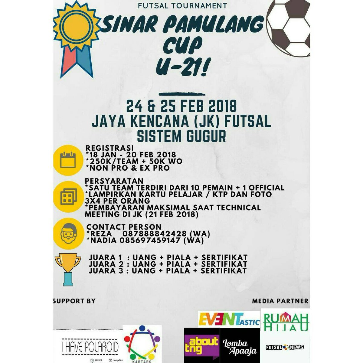 EventasticMedia's tweet photo. Futsal Tournament: Sinar Pamulang Cup U-21

Ayo daftarkan team terbaik mu untuk ikut bersaing!!!!
Cek info selengkapnya di bawah sini:

#futsal #futsaltournament #sinarpamulangcup https://t.co/MLXUZb1ORX
