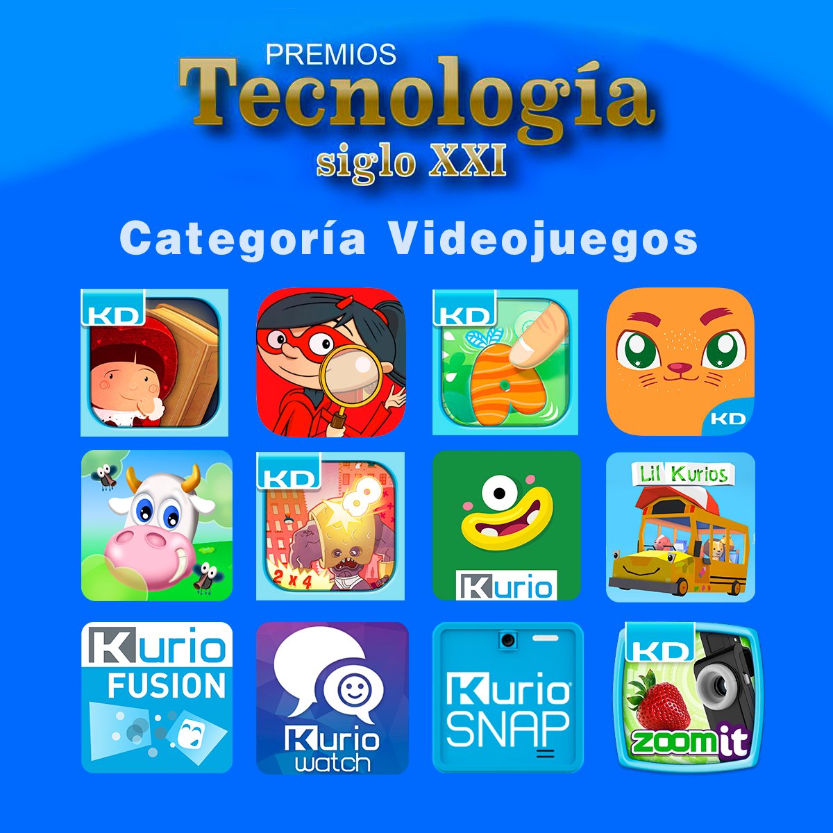 Nos complace anunciar que KD Productions Toons &amp; Games recibirá el 15 de Febrero de 2018 el Premio Tecnología del Siglo XXI en la categoría Videojuegos por su aporte al ámbito infantil en la creación de contenidos educativos y de entretenimiento.