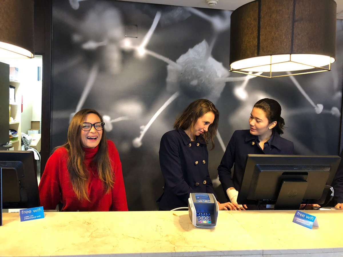 LiveItOutEsp's tweet photo. Visiting interns María José and Martina at NH Ribera del Manzanares. Already two professionals!! @nhhotelses #liveitout #internship #spain #hospitalitytourism https://t.co/cFzWwzDHFa