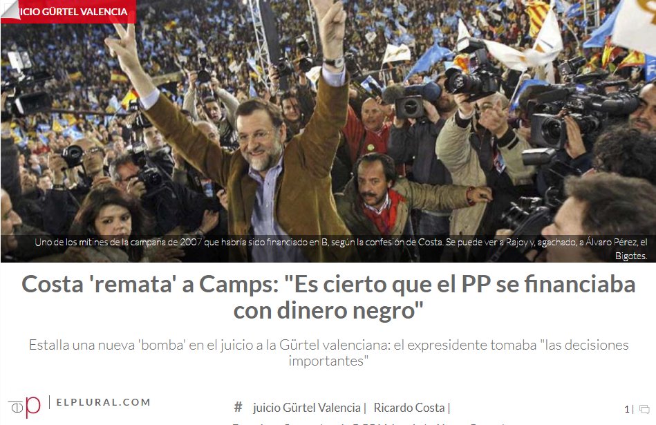 SocialMaresme's tweet photo. Españoles, hoy después de la cantada de Ricardo Costa con todo lujo de detalles de fechorías del PP, Camps y M. Rajoy, en cualquier país civilizado hubiera caído el gobierno. Preguntaros, ¿por qué el gobierno y partido más corrupto de la UE sigue en el poder...?

#RajoyEnOndaCero https://t.co/1pfK1L81nj